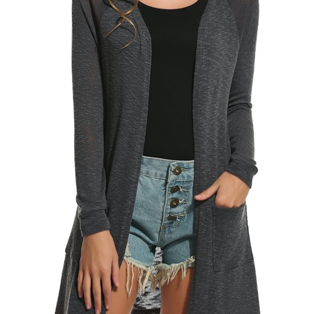 ELESOL Long Gray Duster Cardigan